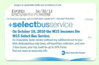 +select bus service (SBS) on the M15 starts October 10, 2010